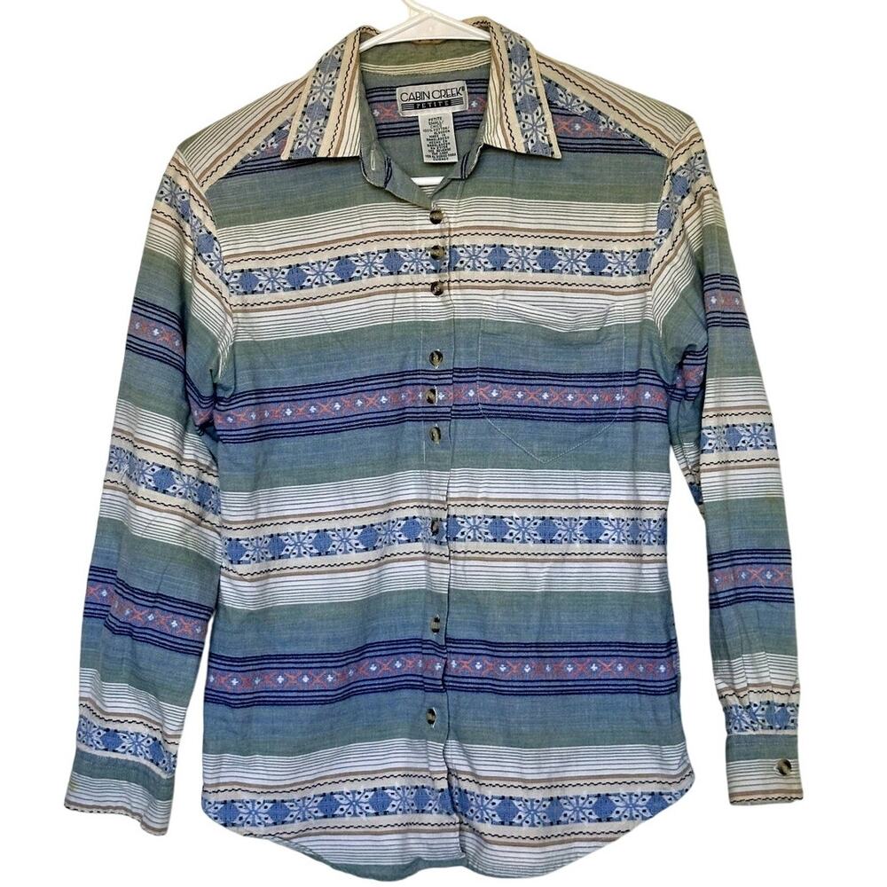 Cabin‎ Creek Petite Vintage Aztec Button Down SZ small